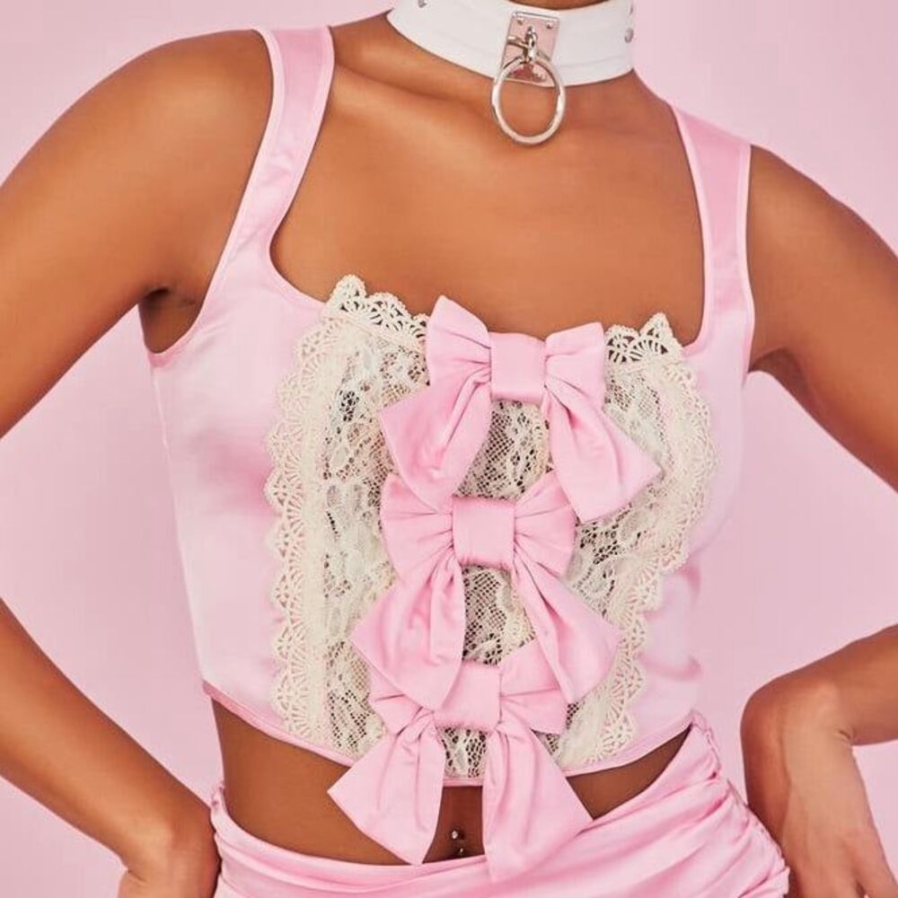 Dolls Kill Sugar Thrillz Pampered Princess Satin Corset Top size Small Halloween